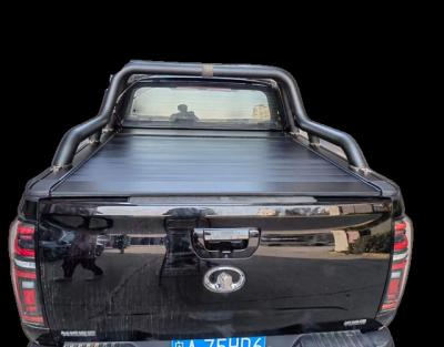 China Aluminum Alloy Tonneau Cover Roll Flap Lid Easy Fit Retractable Electric Truck Bed Covers For GWM Poer Great Wall Cannon for sale