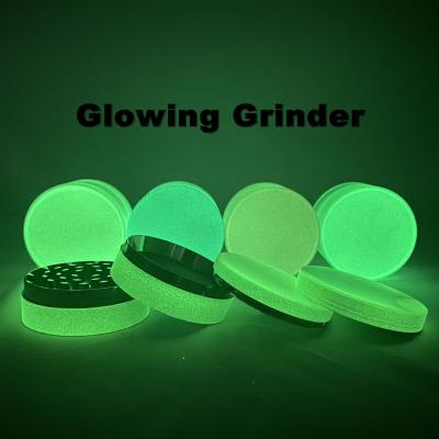 China New CNC Sharp Teeth Glow in Dark Zinc Alloy Herb Grinder Tobacco Crusher Grinder 40MM 50MM 55MM 63MM for sale