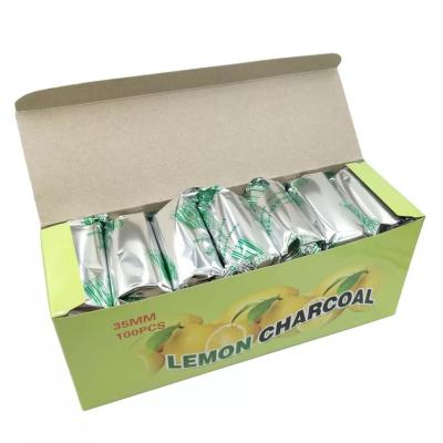 China Hookah Shisha Smoking Lemon Charcoal 100pcs 35mm Light Charcoal Fast For Hookah Chicha Sheesha Shisha Fast Burning Charcoal Sisha 10s Easy All Red Burn for sale