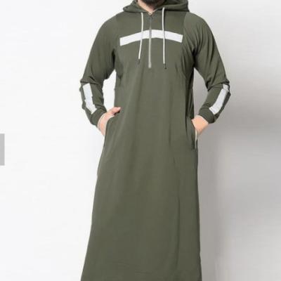 China Thicken 2022 Muslim Islam Men Fleece Zipper Style Cotton Fleece 100% Hooded Islamic Male Casual Fashion Arabic Morocco Material Thawb Abaya Thobe for sale