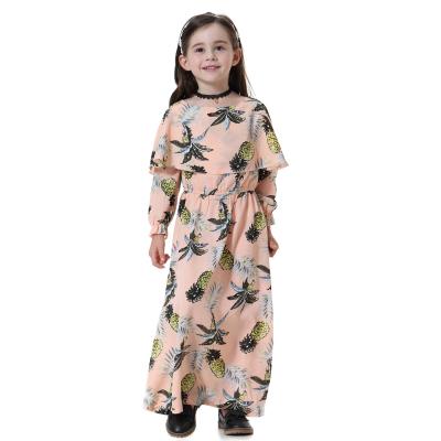 China 2022 Muslim Kids Clothing Malaysia Girls Ramadan National Costumes Hot Sale Rayon Printed Long Skirt Dresses for sale