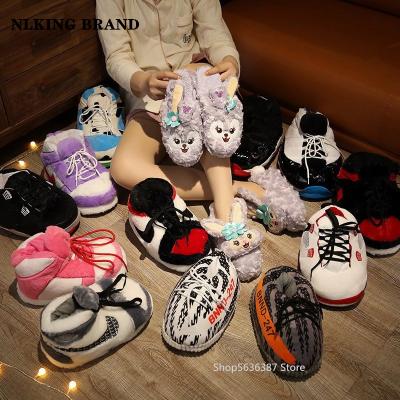 China CUSHIONING sport brand winter mens ajik slippers plush shoes home plush yeezy slippers women foam yeezyl sneakers bread chunky slippers for sale