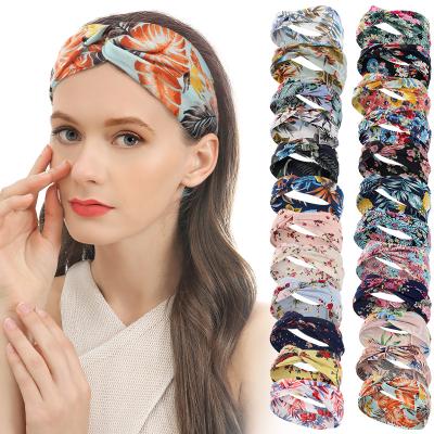 China European And American Style Yoga Headbands For Women Bohemian Cross Hair Band Printing Wide Bandana Headband Sports Casual Headbands Tiara Headwrap Accessories for sale