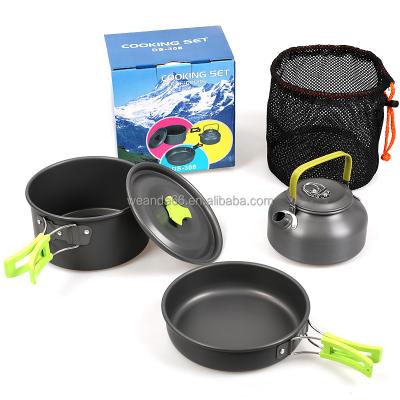 China Sustainable Outdoor teapot set pot with accessories set pot combination alumina material portable camping pot teapot for sale