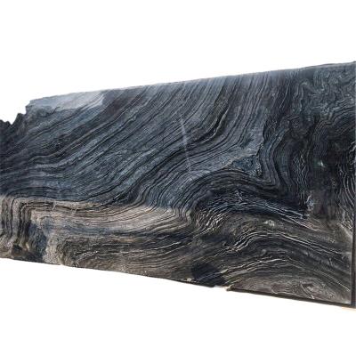 China Modern Customized Marble Slabs Price Natural Antique Wood Vein Stone Stone Black Marble Black Marble Flooring Tiles for sale