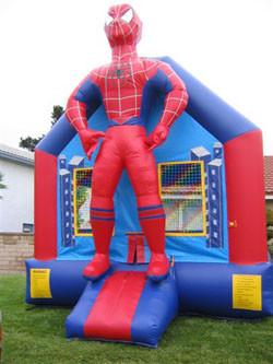 China Commercial Custom Inflatable Spiderman Bounce House Hand Printing Slide / Basketball Hoop for sale