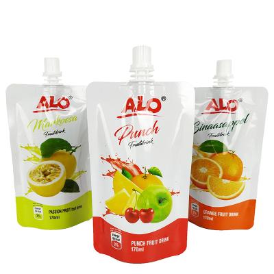 China Custom Safety Guanhui Logo Plastic Packaging Bag 170ML Spout Liquid Pouch For Fruit Juice for sale