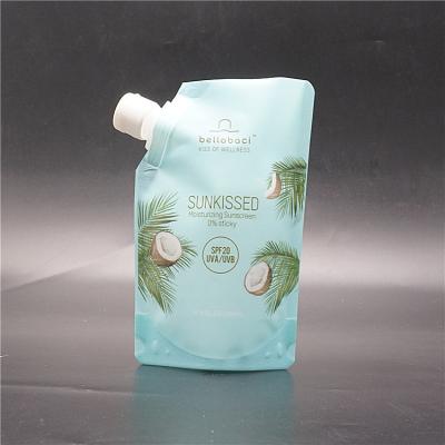 China Guanhui Moisture Proof Custom Printed Clear Reusable Spout Pouch Plastic Beverage Drink Bag Liquid Holder Up Pouch With Spout for sale