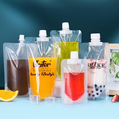 China Guanhui Moisture Proof Custom Printed Clear Reusable Spout Pouch Plastic Beverage Drink Bag Liquid Holder Up Pouch With Spout for sale