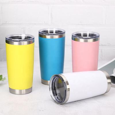 China Durable 20 Ounce Stainless Steel Vacuum Insulated Double Wall Travel Coffee Mug With Lid Powder Coated for sale