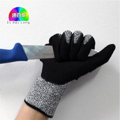 China 10G Polycotton Rubber Coating Black Latex Coated Cut and Heat Resistant Gloves for sale