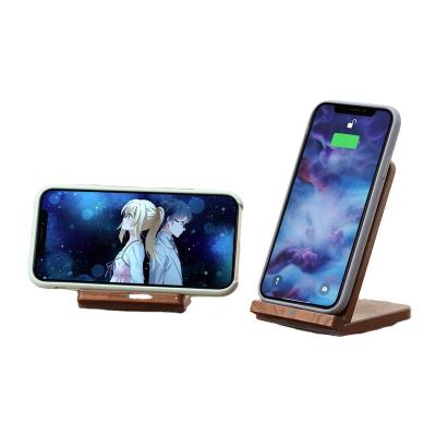 China Wooden Bamboo Wireless Phone Holder Stand Qi Fast Charging Qi Fast Charging Portable Charger For Mobile Phone for sale