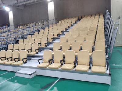 China White Armchair Telescopic Bleacher Seating System Remote Control for sale