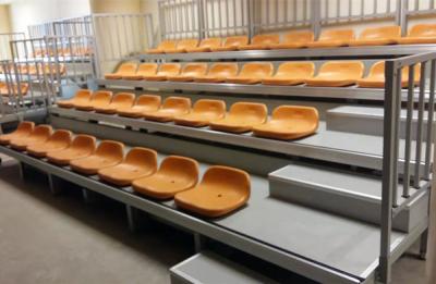 China Indoor Gym Retractable Theater Seating Cold Drawn 280mm Row Height for sale