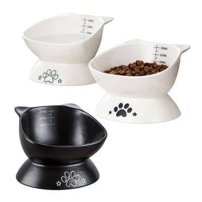 China Heart Puddle Viable White Cervical Spine Raised Cat Bowl Pet Ceramic Expanded Cat Bowl for sale