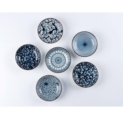 China CLASSIC New Arrivals Round Luxury Shallow Luxury Ceramic Dinner Dish Stoneware Luster Color Trim Set of 6 for sale