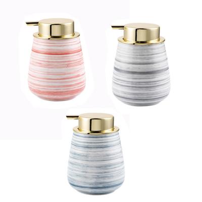 China New Arrival Texture Chinese Running Bathroom Shower Ceramic Soap Dispenser With Hand Printing for sale