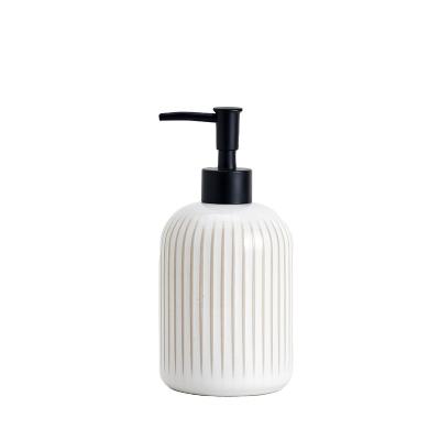 China Chinese Bathroom White Hand Ceramic Dispenser Sanitizer Bottle Empty Liquid Lotion Soap Accessory / Black for sale