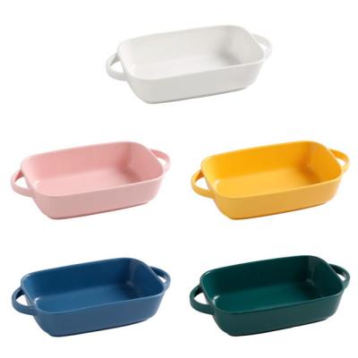 China Wholesale Disposable Limited Ceramic Dish Mold White Explosion Porcelain Making 7 Ceramic Rectangular Bread Baking Dish for sale