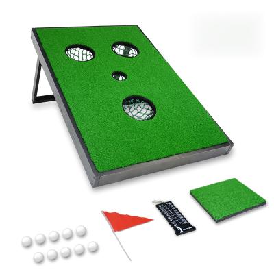 China Aluminum Alloy Golf Game Cornhole Set With Chipping Mats 3 Holes Golf Cornhole Game Golf Training Aids for sale