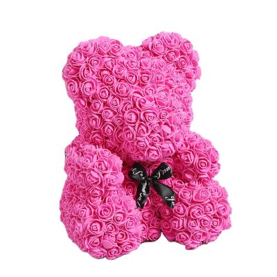 China PE Artificial Flower Rose Bear Goddess Valentine's Day Gift PE Foam Flower Bear Creative Embrace Rose Bear for sale