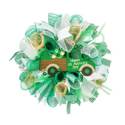 China Shamrock Irish St. Patrick's Day Garland Decoration 40cm Day Ribbon Garland Hanging Decoration for sale