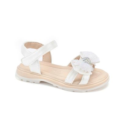 China Latest Design Toddler Girls Flat Bow Open Toe Flat Sandals For Summer for sale