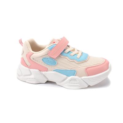 China Sports Sneakers Odm Color Block Lace Up White Chunky Sneakers Shoes For Kids Girls for sale