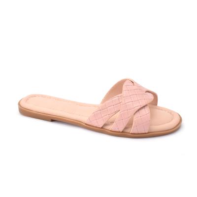 China Wholesale Fashion Trend Summer Soft Flat Pink Flat Sandals For Women Shoes for sale