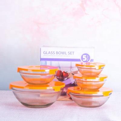 China Viable Mixing Bowls Set Glass Bowl Food Storage 5pcs Salad Bowl Set for sale