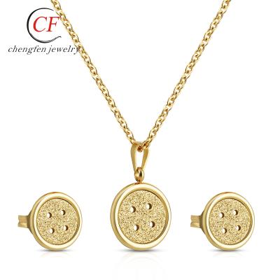 China Casual/Sporty Women Jewelry Set Ladies Jewelry Rose Gold Buttons Crystal Earrings Necklace Earrings for sale