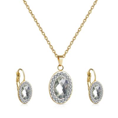 China CLASSIC Factory Chengfen Bridal Zircon Jewelry Set Gold Plated Stainless Steel Jewelry Set for sale