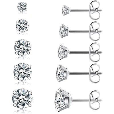 China 5 Pairs Casual/Sporty Stud Earrings Set, 316L Zircon Earrings Hypoallergenic Stainless Steel CZ Stud Earrings for sale