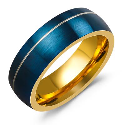 China Hot Sale 316L Stainless Steel Casual/Sporty Special Style Blue Rings For Mid Mens Gold Rings for sale