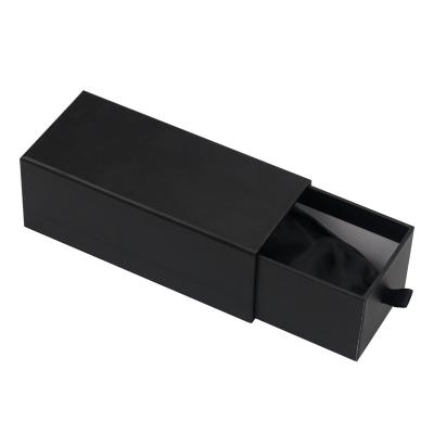 China Gift Packaging Cheap Personalized Customized Simple Black Luxury Glasses Gift Box Slippery Pull Out Tray And Sleeve Boxes for sale