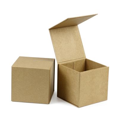 China Small Kraft Paper Packaging Recyclable Simple Fancy Recycled Rigid Cardboard Folding Templated Custom Paper Square Box With Magnetic for sale