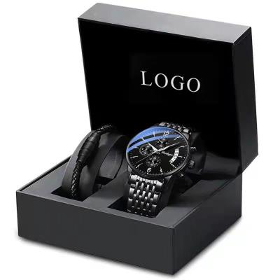 China Luxury Black Custom Flip Cardboard Flip Gift Box OEM Watch Brand Watch Display Box Packaging Box for sale