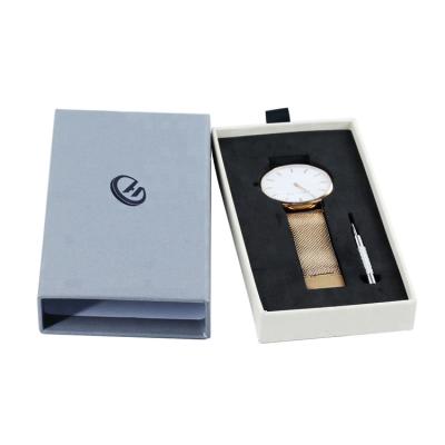 China Handmade Luxury Custom Sliding Cardboard Watch Packaging Gift Box With EVA Insert for sale