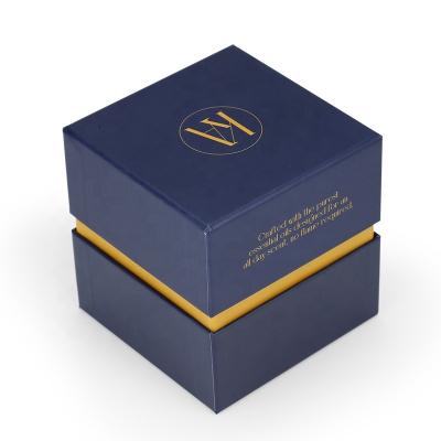 China Handmade Deep Blue Color Gift Box Customized Logo Cardboard Paper Gift Box Packaging Base And Lid Luxury Customized Box for sale