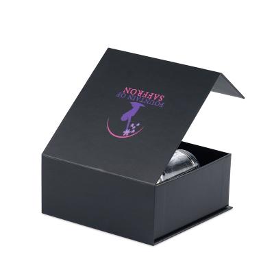 China Wholesale Custom Handmade Saffron Cardboard Printing Plain Rigid Paper Bottle Magnetic Square Gift Box With EVA for sale