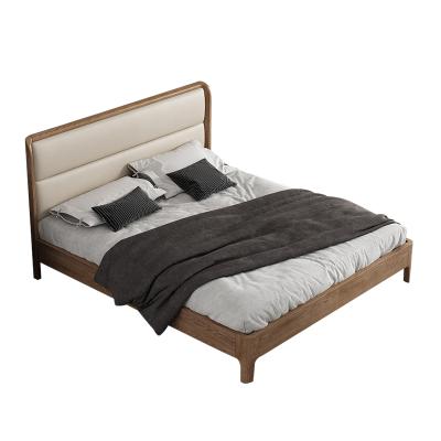 China Modern Scandinavian Light Luxury Soft Leaning Solid Wood Bed for sale