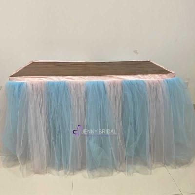 China TC091 Waterproof Table Skirting Party Tulle Table Skirt Conference Table Skirts for sale