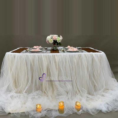 China TC091 Table Skirt Tulle Waterproof Plastic Table Skirt Plastic Table Skirt for sale