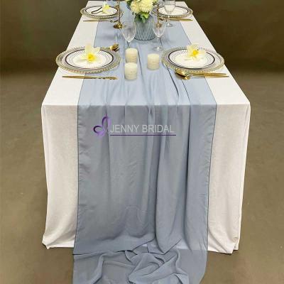 China TR02 Dobby Chiffon table runner flower table runner garland silk wedding table runner for sale