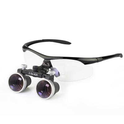 China Glass Manufacturers Sell Dental Equipment Frame Magnifier Binocular Black Medical Surgical Magnifier for sale