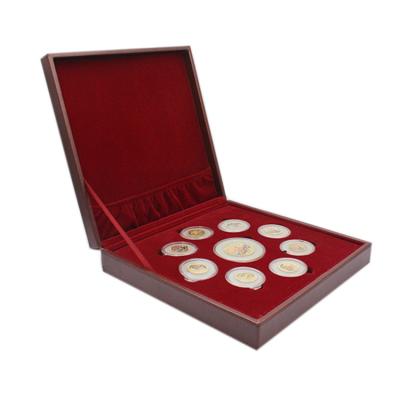 China Handmade Custom Design Luxury Wooden Medal Commemorative Coin Display Box for sale