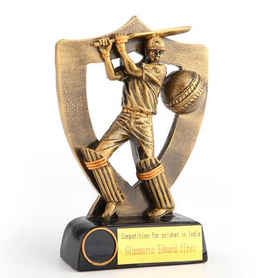 China Custom Mini 3D Europe Figure Trophy High Quality Resin Figure Trophy For Cricket Sport for sale