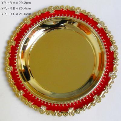 China Wholesale Cheap Custom Europe Logo 3D Metal Keepsake Golden Dish For Memorial for sale