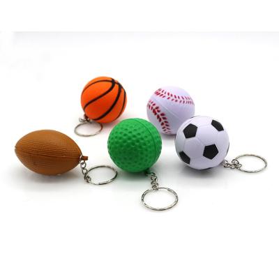 China Wholesale PU Rubber Foam 3D Mini Football Basketball Ball Keychain for sale