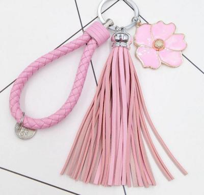 China Women Metal Leather Trim Tassel Purse Wallet Accessories Keychain Bag Charm Purse Key Chain Keychain for sale